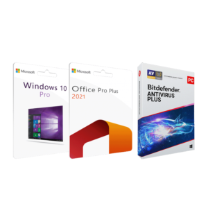Office 2021 Pro Plus + Windows 10 Pro + Bitdefender Antivirus Plus